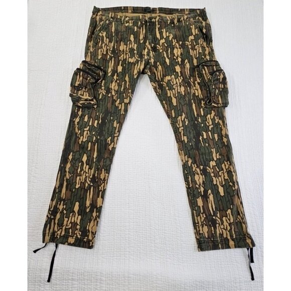 Staple Camo Cargo Utility Tactical Pants Men's 42x32 Green 9 Pockets Zipper EUC - Picture 1 of 16
